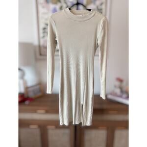 Young, Fabulous & Broke Long Sleeve Ribbed Mini Dress Mineral Washed Mint Size S